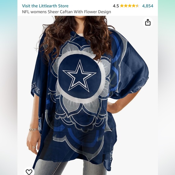 NFL womens Sheer Caftan With Flower Design Dallas Cowboys - Picture 2 of 7